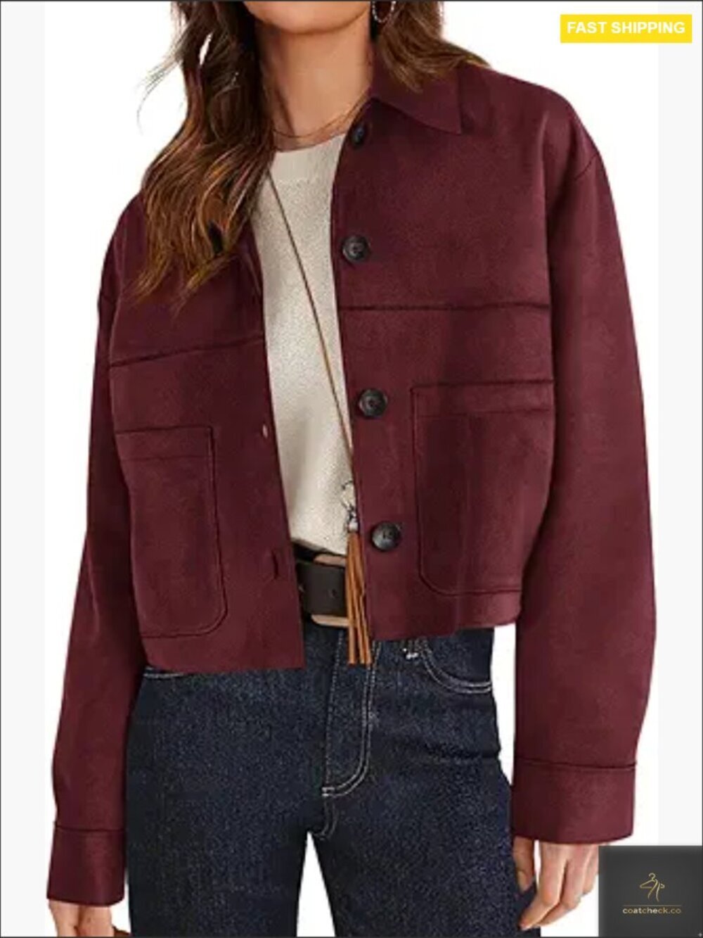 Faux Suede Cropped Jacket Casual Lightweight Aviator Chic Fall Winter Outerwear
